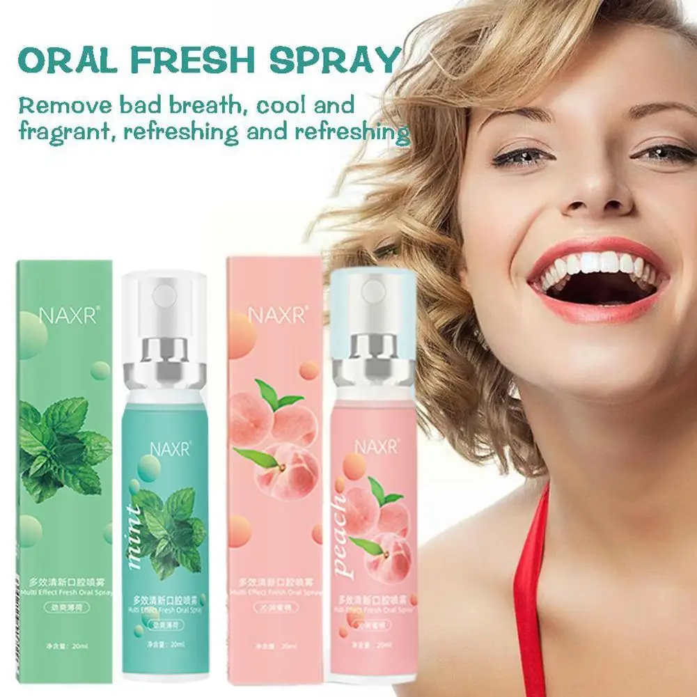 

22ML Portable Breath Freshener Eliminates Bad Breath Care Tool Lasting Peach Oral Mint Long Freshener Spray F1H3