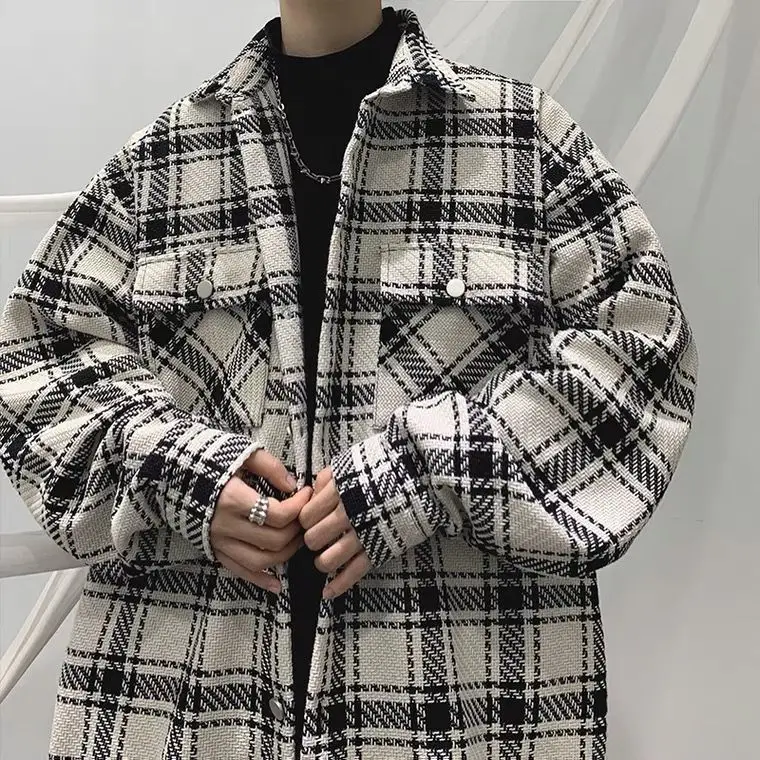 

Jackets Plaid Design Dynamic Button Up Handsome Streetwear Casual Korean New Stylish Teens Baggy Harajuku All-match 2022 New