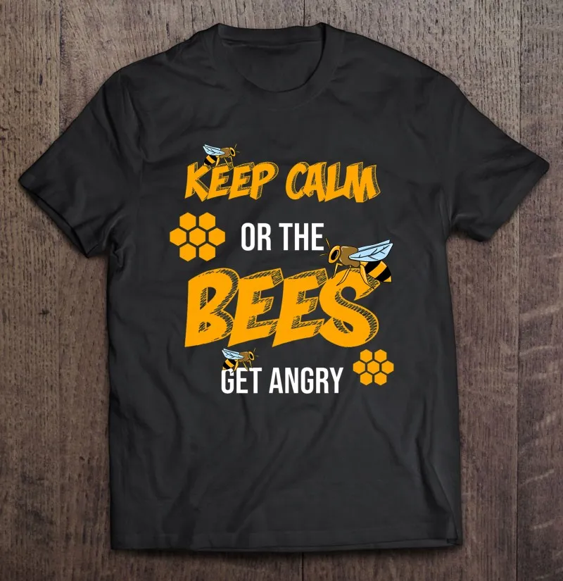 

Футболка мужская с надписью «Keep Calm» или «пчелы разгнётесь», апиарист, подарок, винтажная аниме рубашка с коротким рукавом