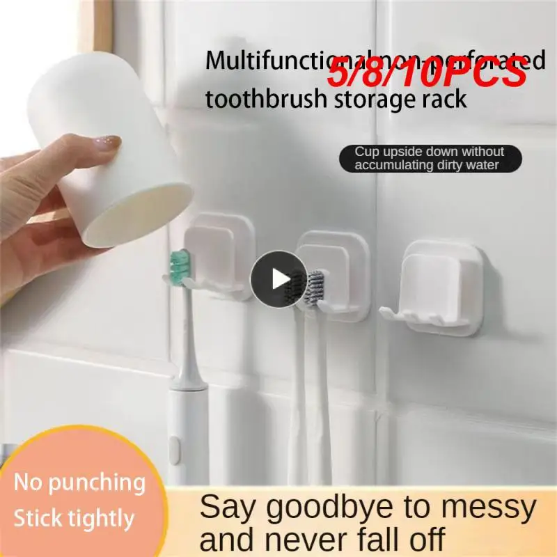 

5/8/10PCS Moisture-proof And Waterproof Sturdy And Durable Toilet Accessories Strong Load-bearing Capacity Toothbrush Holder