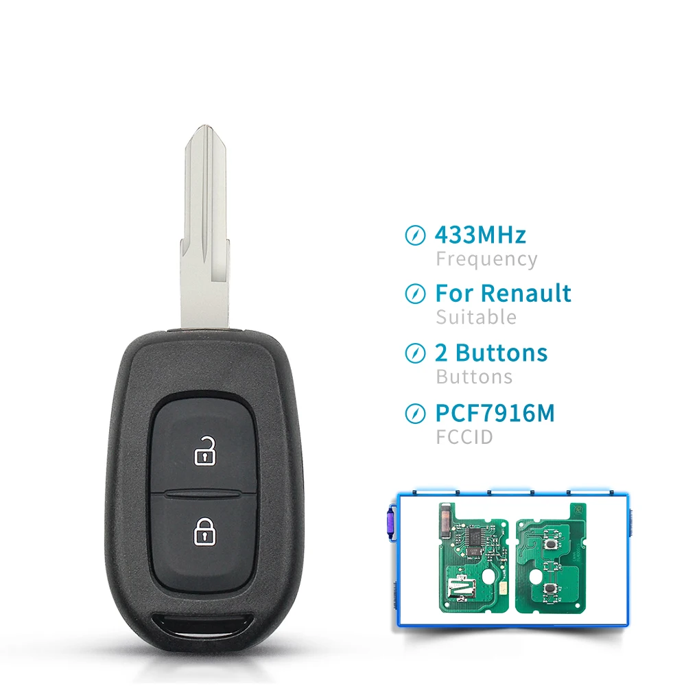 

KEYYOU дистанционный Автомобильный ключ для Renault Sandero Dacia Logan лодgy Dokker Duster Trafic Clio4 Master 2 кнопки 433 МГц чип PCF7961M