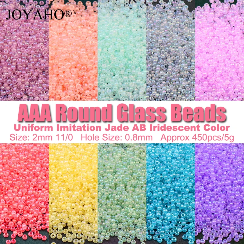 

450Pcs 2mm AB Iridescent Color Round Glass Beads 11/0 AAA Uniform Czech Imitation Jade Handmade Seed Bead for DIY Jwewlry Making