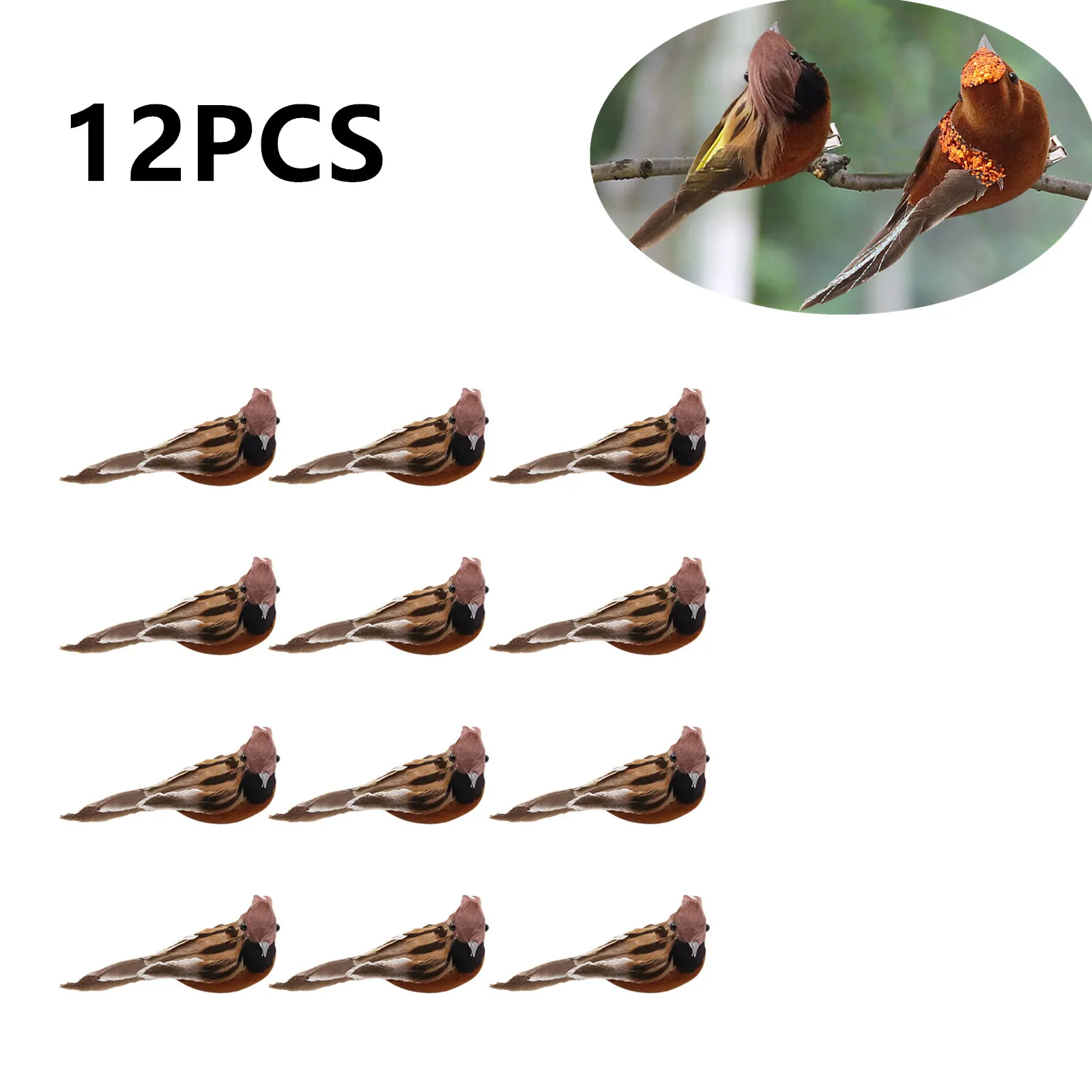 

12 шт. имитация перьев и птиц, искусственный пенопласт, украшения, реквизит для фото, Рождественская елка, декоративные поделки, подарок, дома...