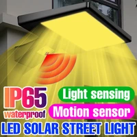 led solar light ip65 waterproof street lamp with motion sensor solar panel led light for garden decoration outdoor spotlights