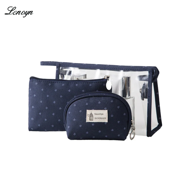 

3 Set Casual Women Travel Cosmetic Bag PVC Leather Zipper Make Up Transparent Makeup Case Organizer Storage Pouch Toiletry Bags