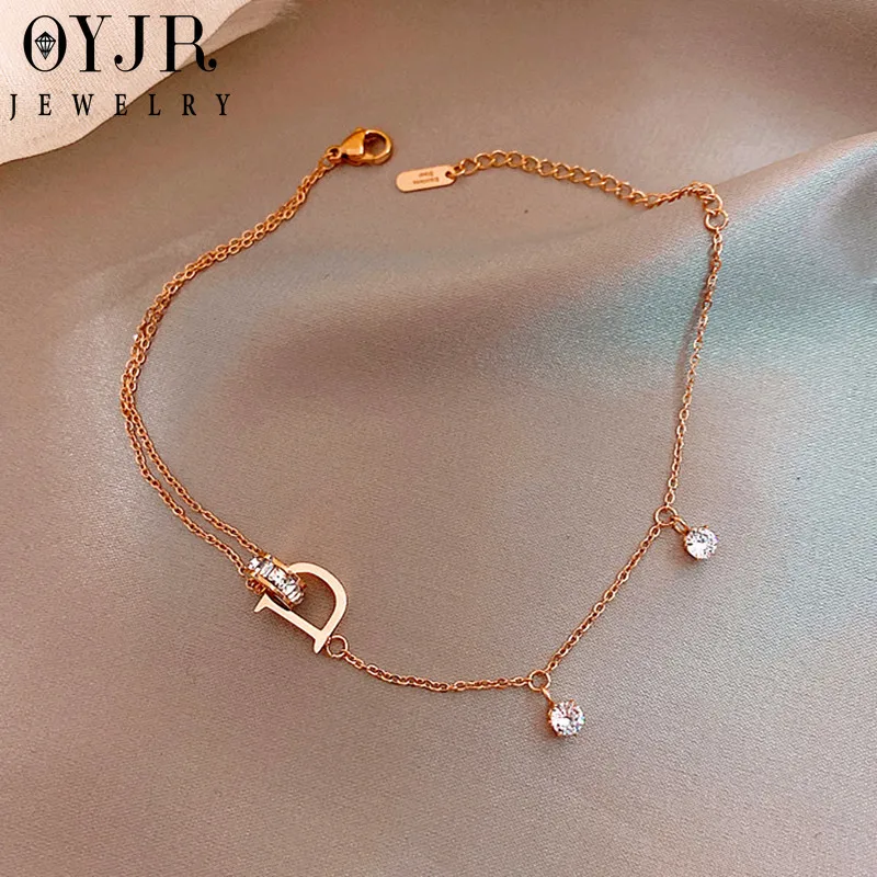 OYJR D Letter Crystal Bracelet for Women Korean Fashion Bracelets Charm Bracelet браслет браслеты на руку женкие Couple Bracelet