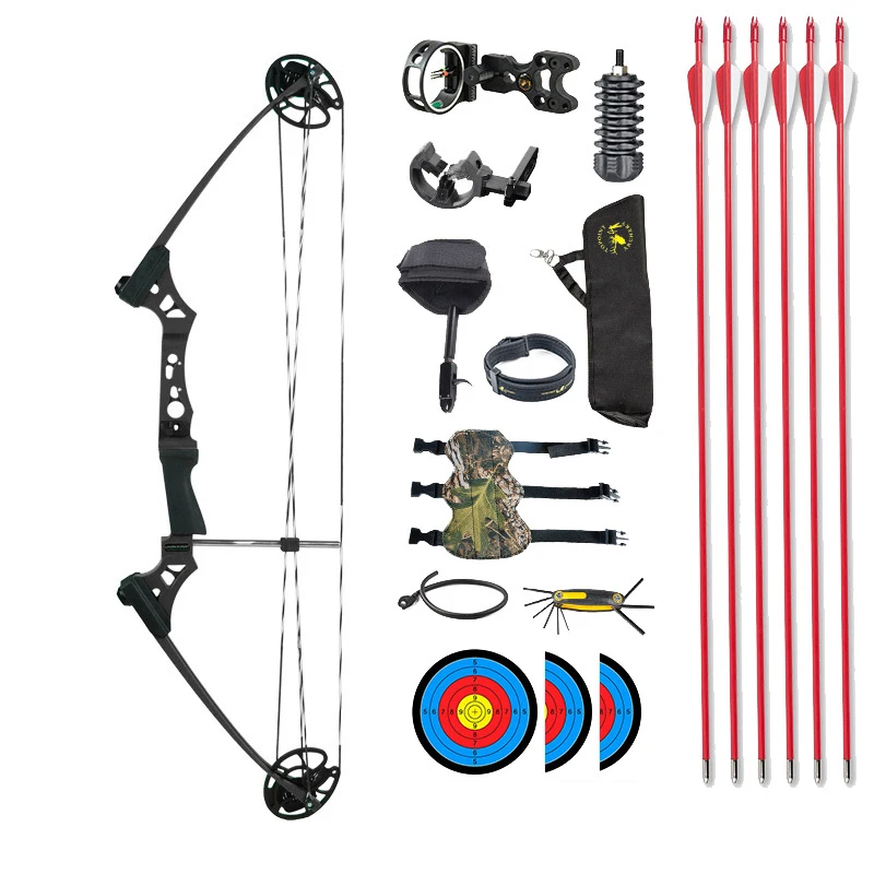 

10-20 Lbs Adjustable Children Compound Bow Set Entry Bow With Copper Button For Outdoor Competition Practice Archery Training