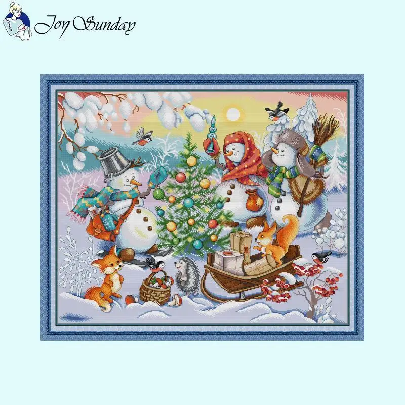 

Christmas Gift Cross Stitch Kits Winter Snowman Pattern 14CT 16CT 11CT Printed Fabric Needle & Thread Embroidery DIY Home Decor