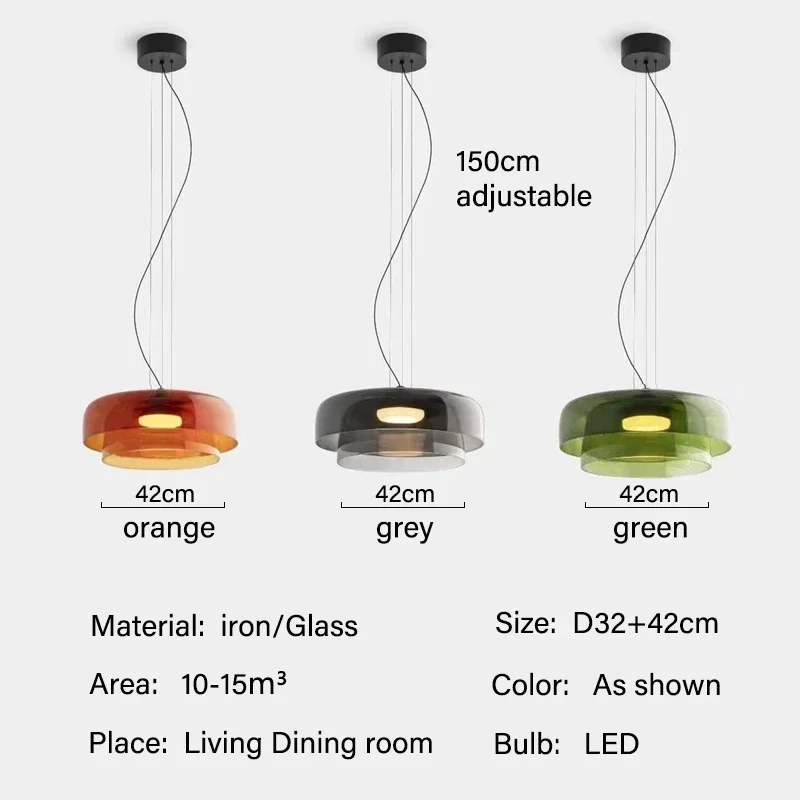 Подвесные светильники TAONUANSHU, стеклянный абажур, зеленый/серый/оранжевый