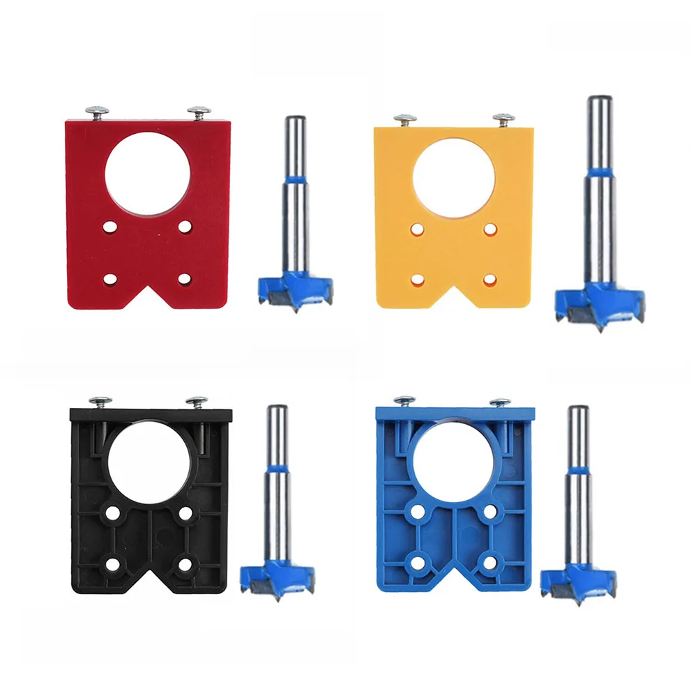 

35mm Hinge Drilling Guide Locator Cabinet Hole Opener Jig Positioner with Drill Bit Carpenter Drilling Fixture Tool