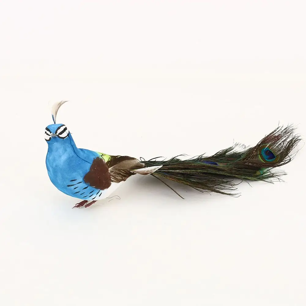 

Миниатюрное ландшафтное украшение для дома, настоящие перья, птица, модель, искусственное животное павлина