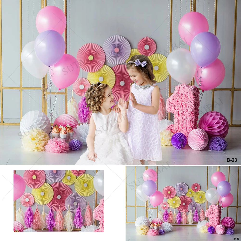 

Фоны для фотосъемки на день рождения первый день рождения ребенка фиолетовый и розовый воздушный шар ухо подвесной фон для фотосъемки новорожденных в студии
