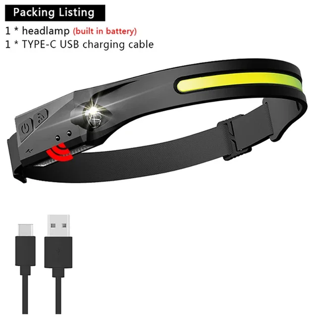 

Налобный фонарь XIWANGFIRE USB, XPE+COB