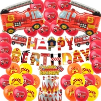 fire truck birthday balloons firefighter party decoration diy arch garland kit kids banner cake topper home supplies