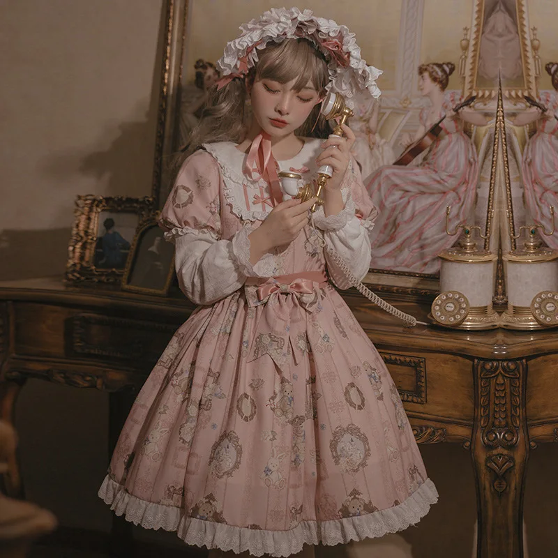 

Bear's Story ~ Sweet Printed Long Sleeve Lolita Dress by YLF