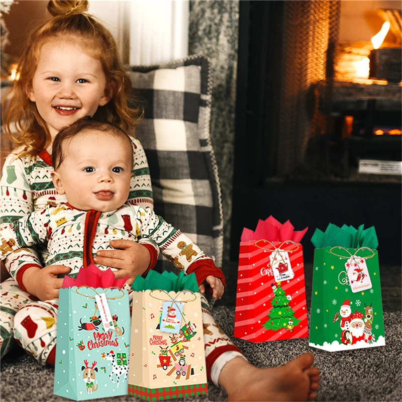 

Веселые сумки, рождественские подарочные коробки с Санта Клаусом, украшения для вечеринок