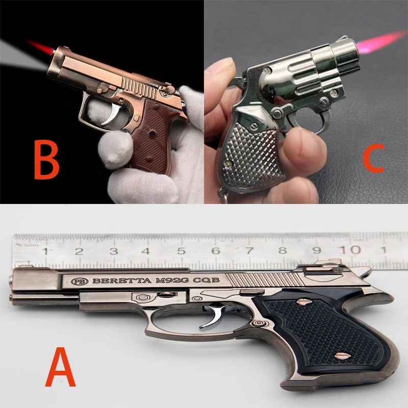 

Creative Mini Red Flame Pistol Shape Lighter Windproof Butane Gas Jet Torch Lighters Smoking Accessories Men Gifts Collection