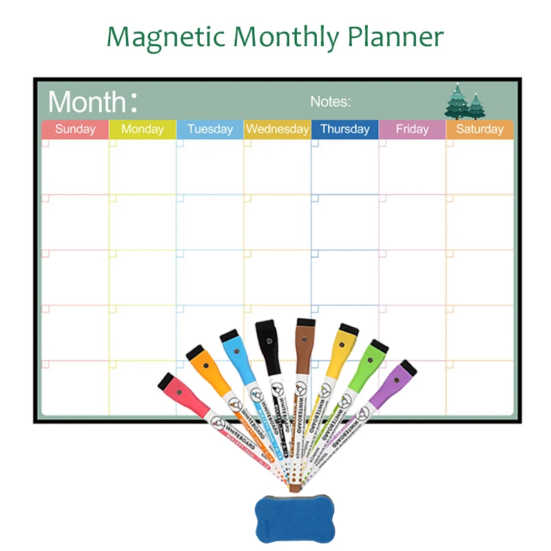 A3 Size Whiteboard Soft Magnetic Weekly Monthly Planner Calendar Dry Erase Board Erasable Bulletin Board Fridge Magnet Sticker