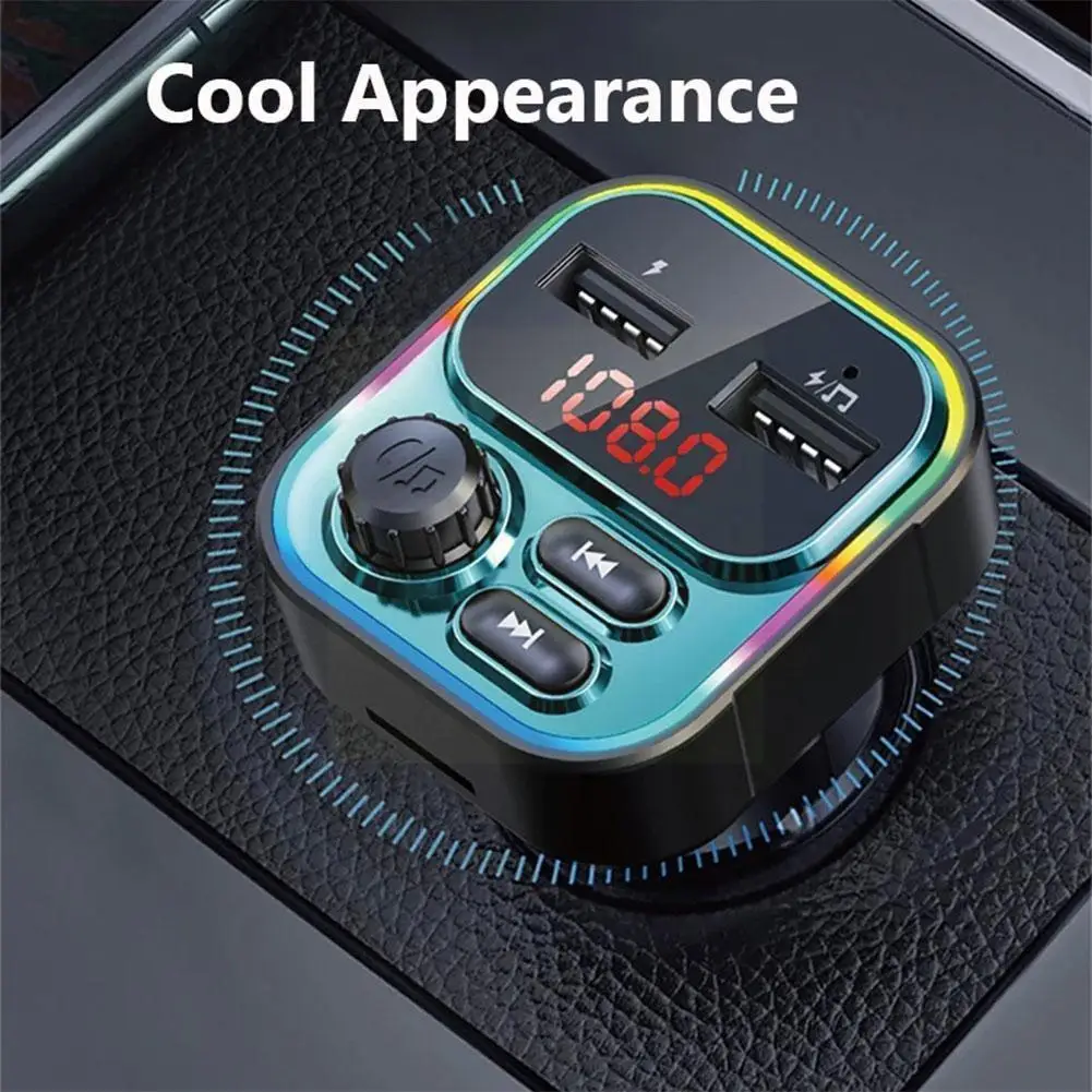 

Car Transmitter 5.0 Fm Bluetooth Hands-free Call Kit Suitable For Auto Mp3 Players With 22.5w Usb Car Super Charge Accessor V9d0