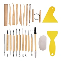 23pcs pottery tools kit clay carving tools set wooden clay tools for kids engraving kits clay diy finely polished wooden handle