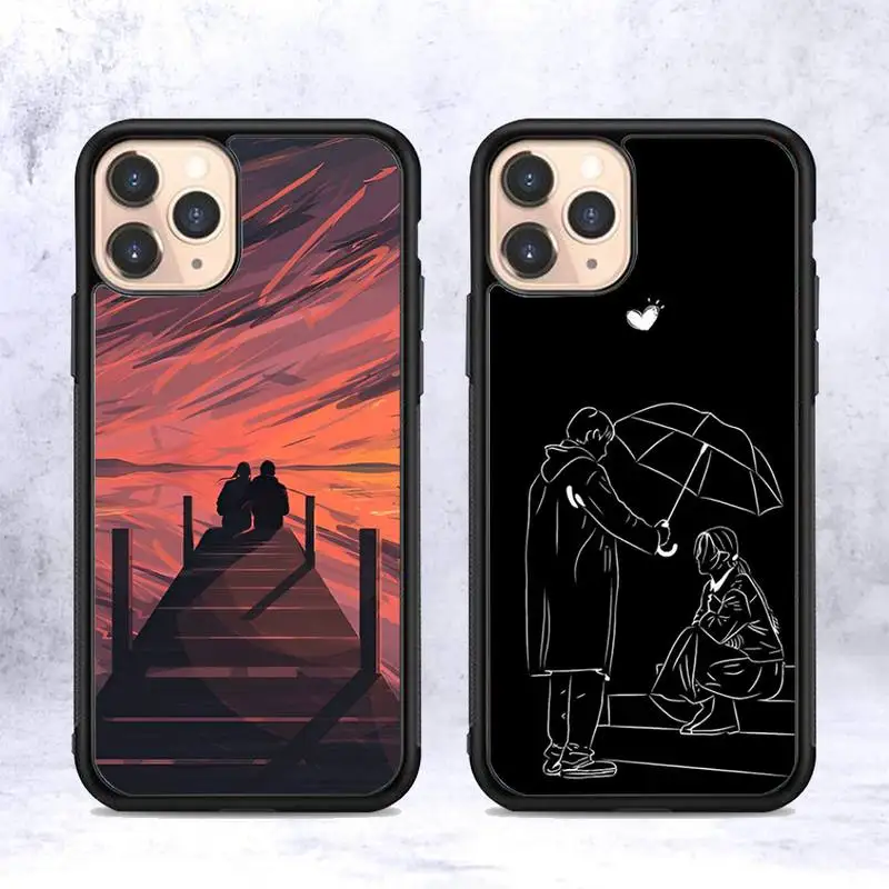 

RuiCaiCa Photo of lovers Phone Case Silicone PC+TPU Case for iPhone 11 12 13 Pro Max 8 7 6 Plus X SE XR Hard Fundas