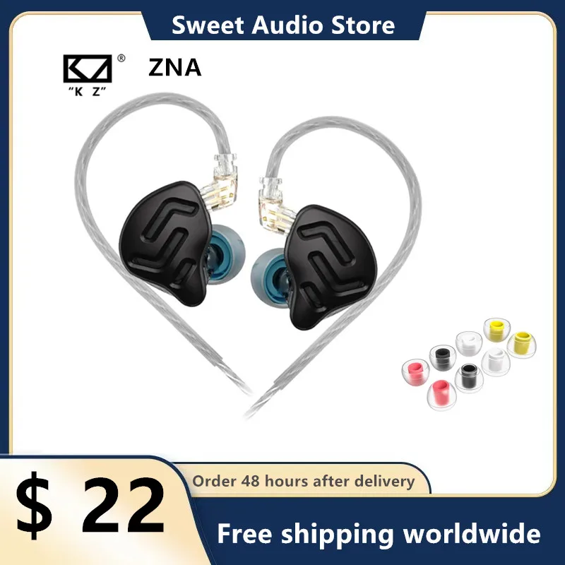 

KZ ZNA In Ear Earphones 12MM Dual-magnetic&Cavity Dynamic Headphones HiFi Bass Monitor Earbuds Sport Headset