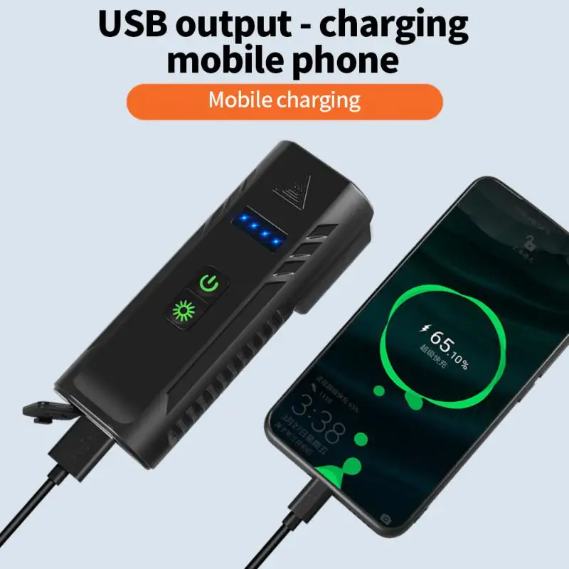 

LED USB Front Bike Headlight 8 Modes Dual Switch Light 2 in 1 MTB Cycling Lamp 130dB Horn Built-in 5000mah Battery