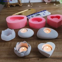 handmade diy candle mold candlestick cement concrete silicone lotus heart shaped aromatherapy plaster ornaments drop glue