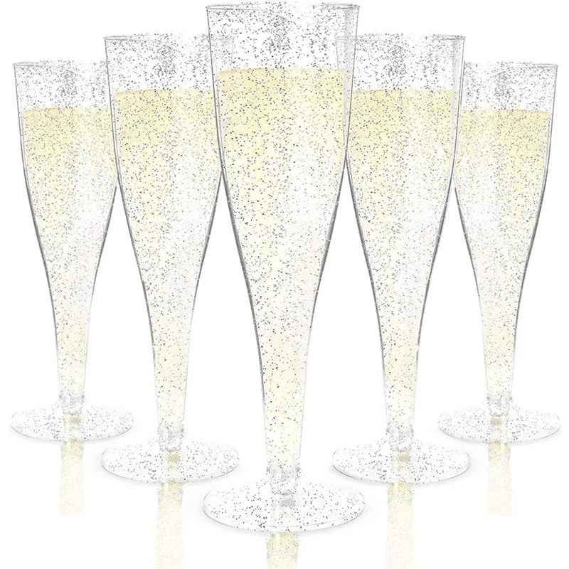 

Plastic Champagne Flutes Wine Glasses Reusable Stemmed Party Wine Cups For Garden Party