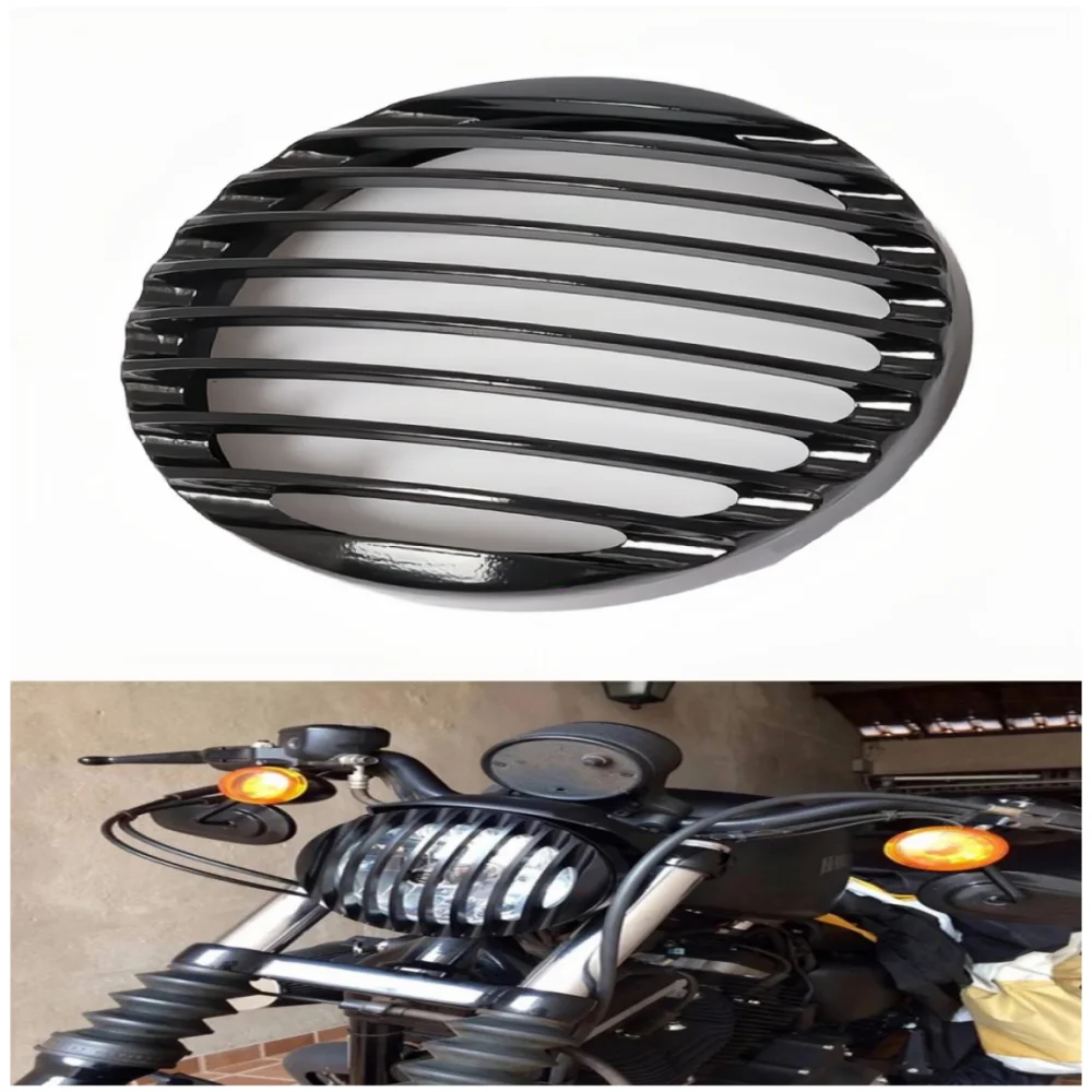 

For Harley Sportster XL 883 Iron 1200 04-14 Custom XL1200C 1200 Motorcycle 5 3/4" ABS Led Headlight Grill Cover