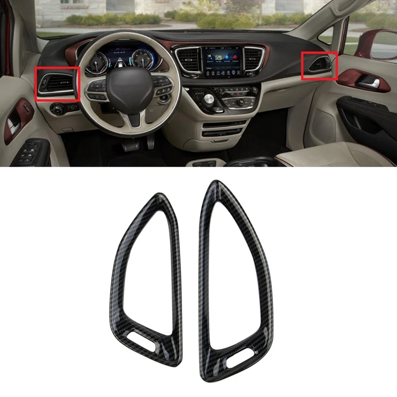 1 Set A/C Outlet Vent Cover Outlet Vent Cover Panel Trim For Chrysler Pacifica 2022+ Carbon Fiber Side Dash