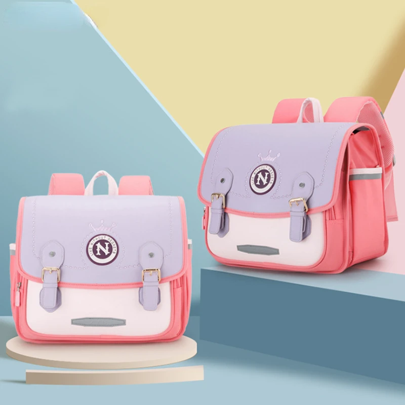 British Style Horizontal Children High-capacity Backpacks New Girl Boy Grades 1-6 Student Primary School Bags Kid Simple Mochila
