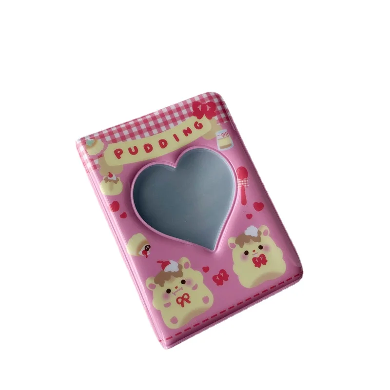 

3 Inch Photo Album Love Hollow Cute Pudding Cake Storage Book 40 Pocket Cow Print Bear Card Binder Mini PVC Girls ID Holder
