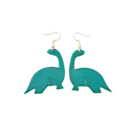 korean creative earrings acrylic color transparent small animal earrings cute dinosaur earrings without ear holes