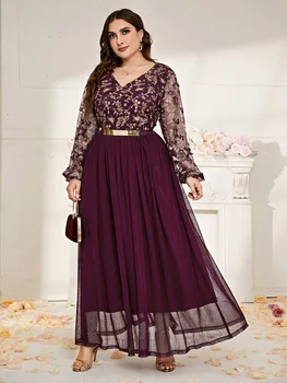 TOLEEN 2022 Spring Plus Size Women Maxi Dresses Large Luxury Designer Chic Elegant Oversized Long Muslim Evening Party Clothing 2