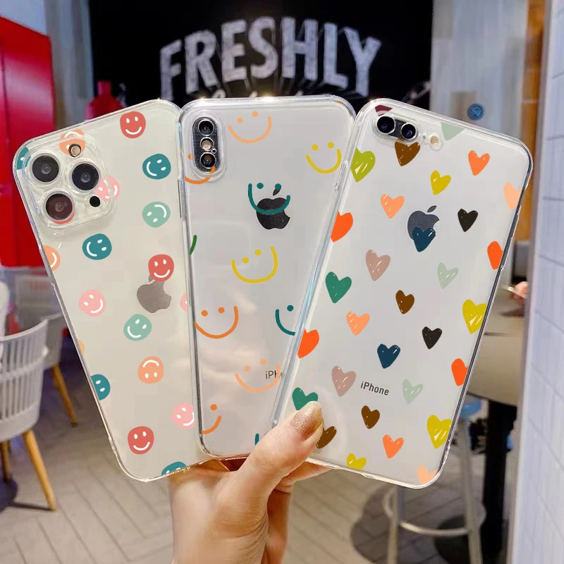 

Simple Butterfly Smiling Face Phone Case For iPhone 13 12 Pro Max Mini 11 Pro X XR XS Max 6 6S 7 8 Plus Funda Cases Shell