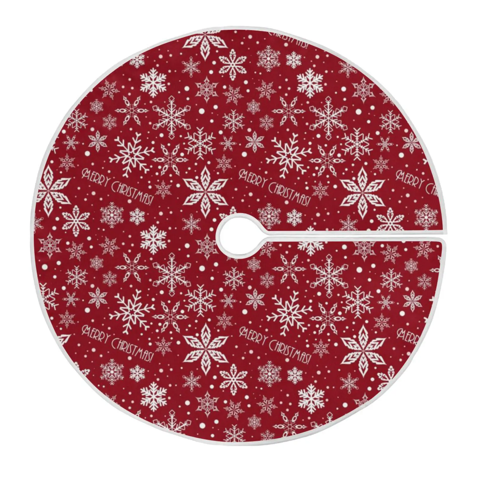 

Christmas Tree Skirt Red Snowflake Pattern Round Seasonal Tree Mat For Holiday Party Indoor Outdoor Decoration Xmas Ornaments