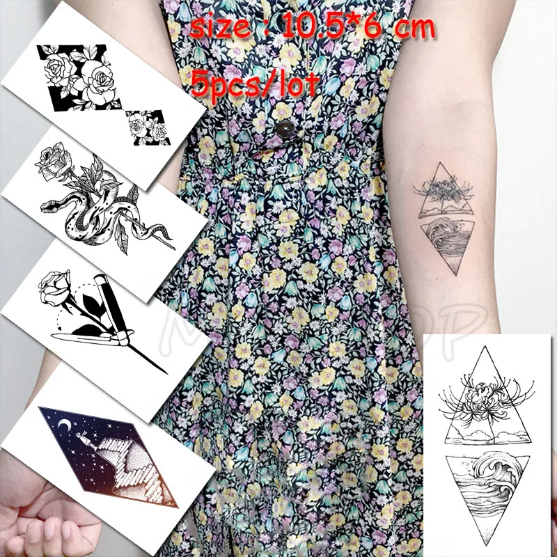 Временные татуировки-наклейки 5 шт. дерево птица луна солнце лес водостойкие