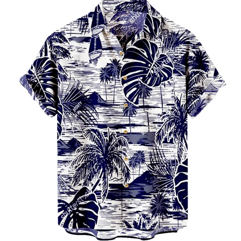 Men's Hawaiian Short Sleeve Floral Casual Social Shirt Top Evening Holiday Style Tropical Beach Totoro Summer Clothes Man 2023