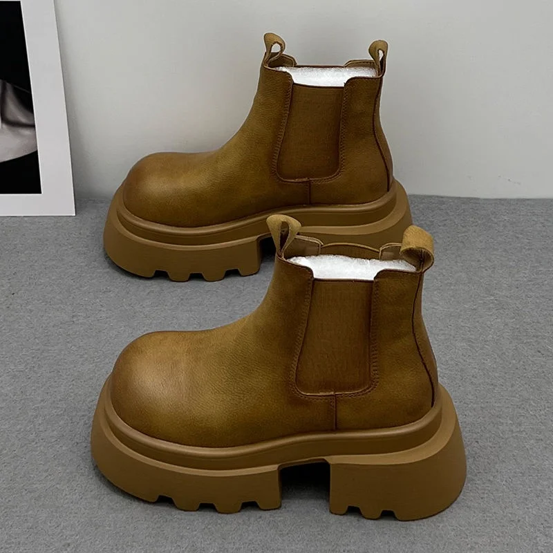 Женские зимние ботильоны на платформе модная обувь трендовые мотоциклетные