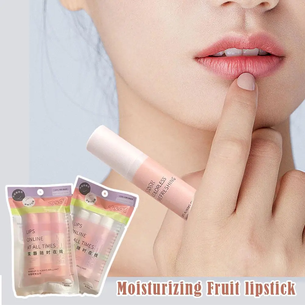 

Fruity Peach Colored Lip Balm Waterproof Moisturizing Tinted Cosmetic Long Reducing Line Jelly Lipstick Plump Lip Lasting M D9K0