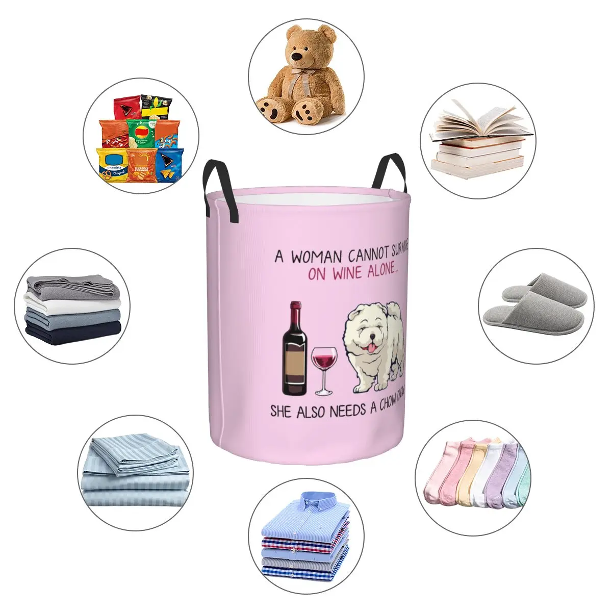 Забавная корзина для белья Chow и вина большая хранения домашних животных щенков