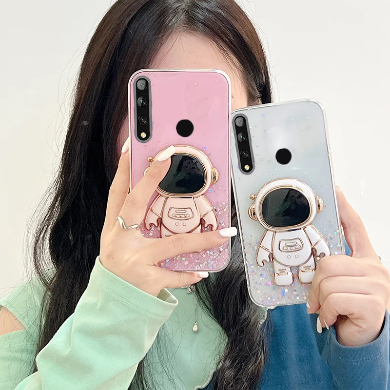

3D Astronaut Folding Stand Holder Case For Huawei Honor 10i 50 Lite Pro 20S 30S 30i V20 Y9Prime P Smart 2021 Crystal Bling Cover