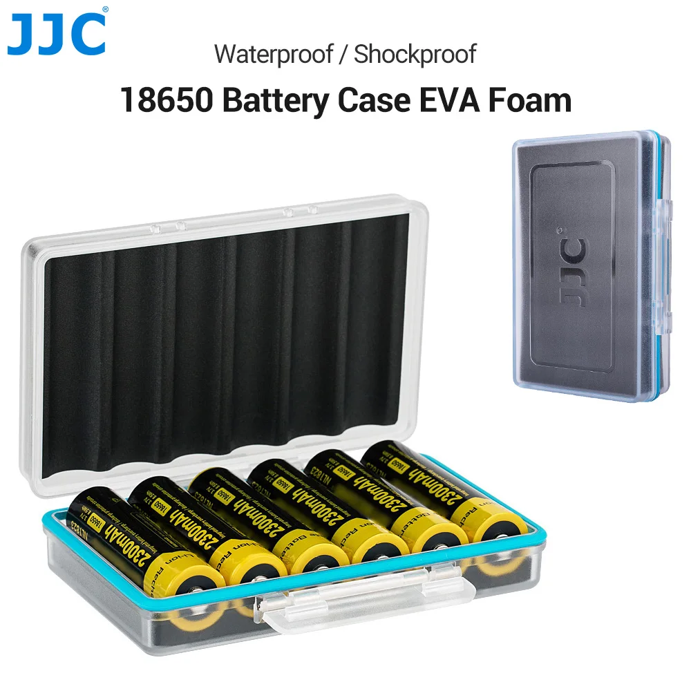 JJC-estuche de almacenamiento de batería 18650, caja organizadora para 6 baterías recargables de litio 18650, resistente al agua