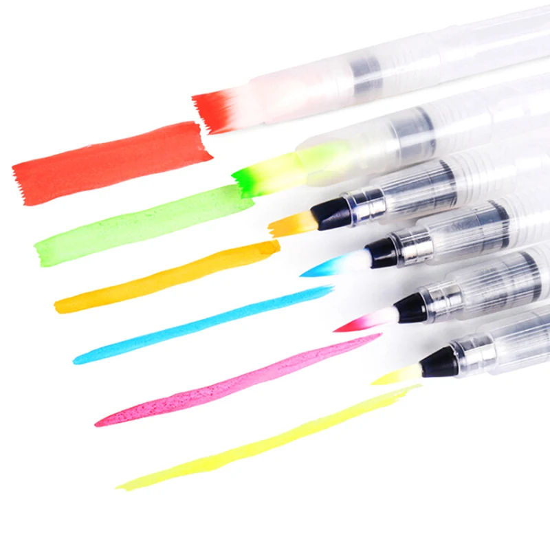 

6 PCS Set Water Paint Soft Brush Pen Watercolor Brush Pen refillable Nylon Brush Tip Pen For Painting Drawing Art Supplies