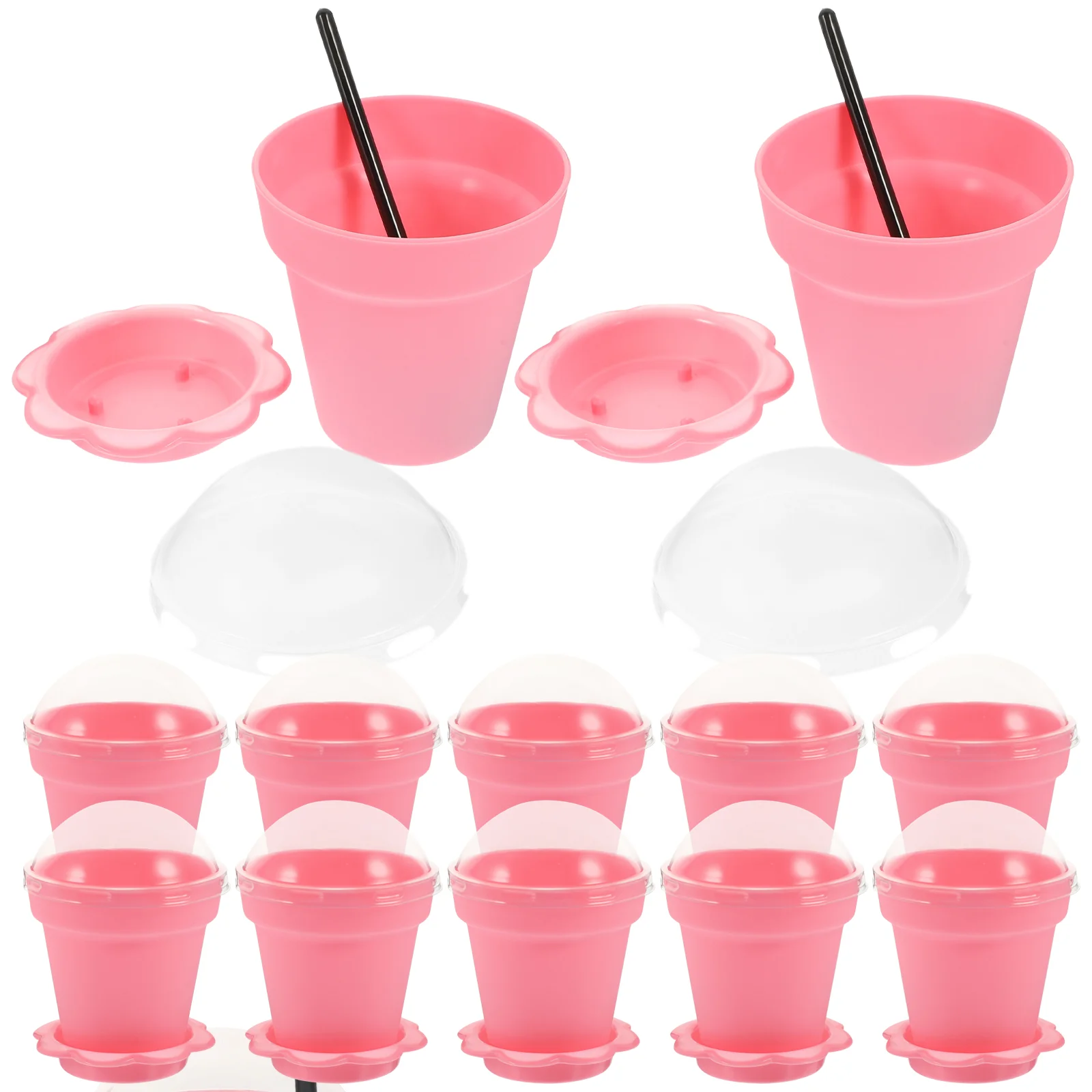 

25 Sets Clear Cups Lid Pudding Containers Lids Portion Individual Cupcake Flowerpot Dessert Plastic Dome Appetizer Tumbler