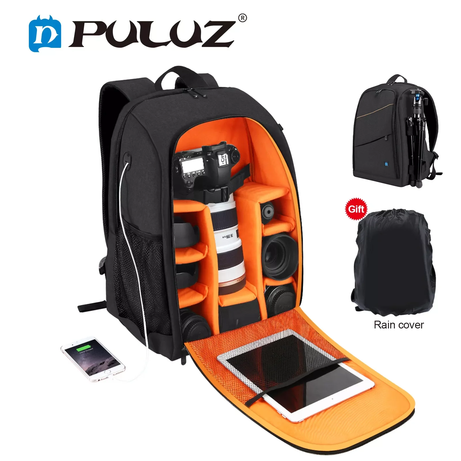 

PULUZ Outdoor Portable Waterproof Scratch-proof Dual Shoulders Backpack Camera Bag Digital DSLR Photo Video Bag, laptop backpack