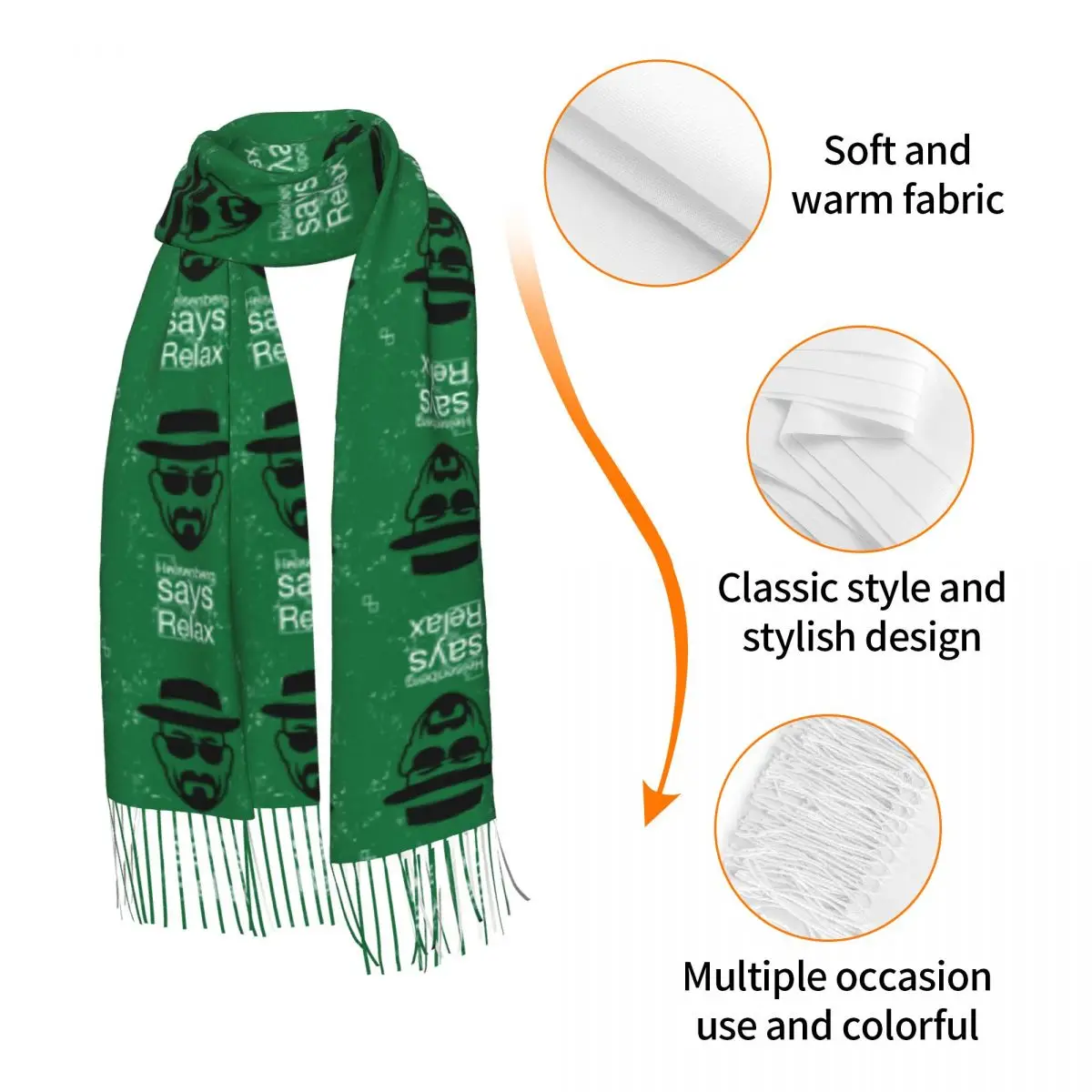 Женская зимняя шаль с принтом Вальтер Уайт из мягкой ткани модный универсальный