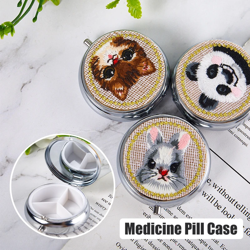 

Металлический круглый органайзер для лекарств, 3 отделения