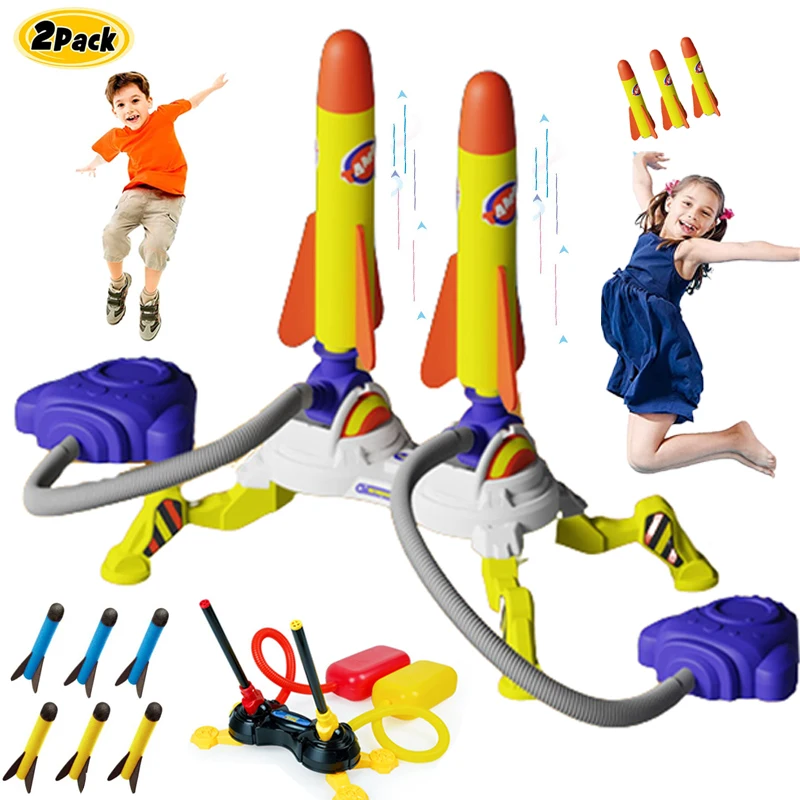 

Kid Air Pump Jump Stomp Blower Foam Gun Model Launch Launcher Rocket Pop Up Outdoor Game Toy Sports Toys For Boys Kids Children